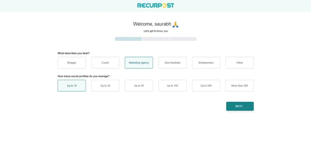 Complete your Profile on RecurPost