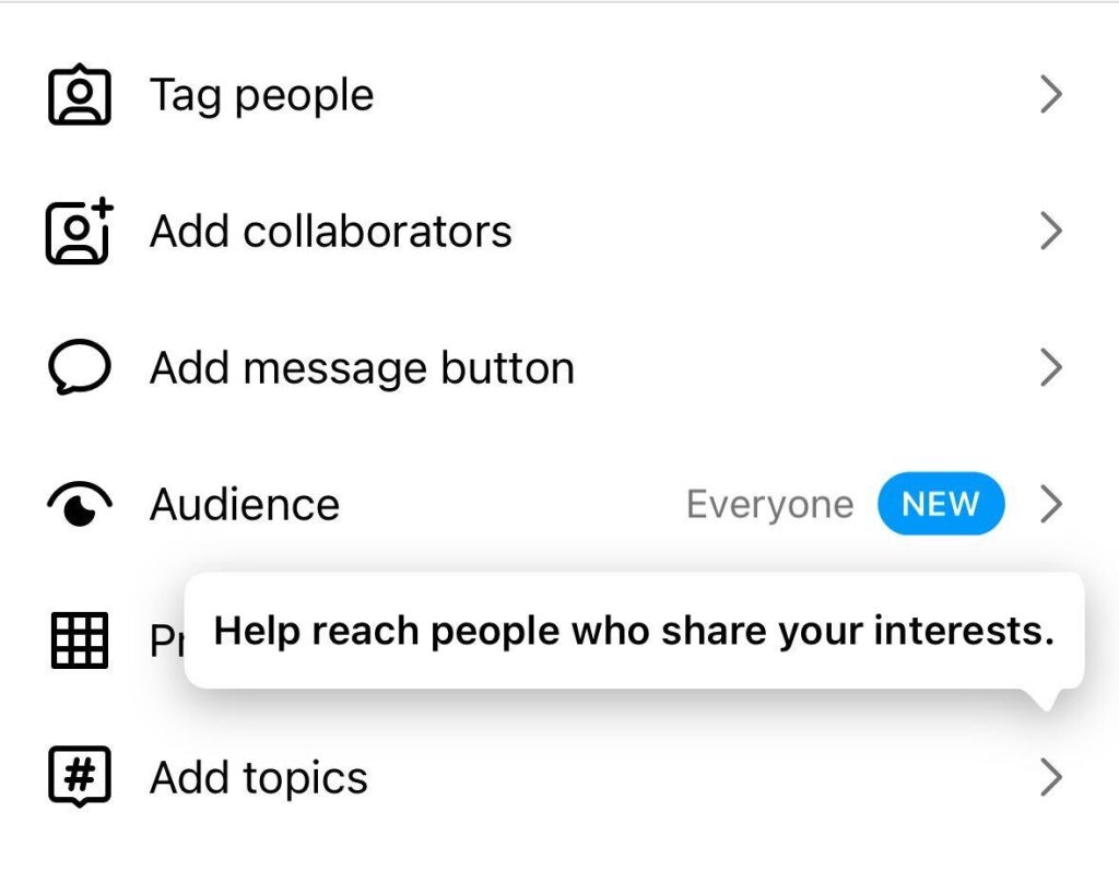 add topics tag people on reels