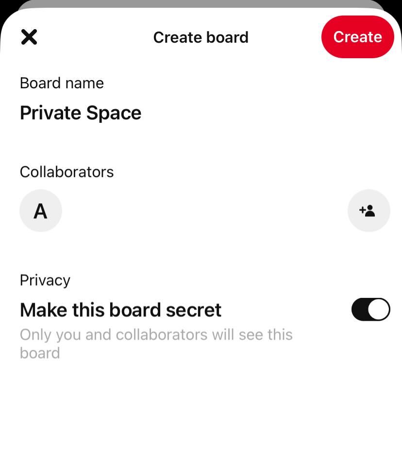 how to create a secret board on Pinterest