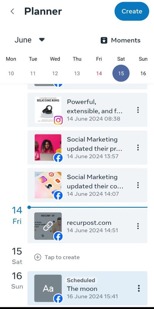 Find your scheduled posts on facebook planner