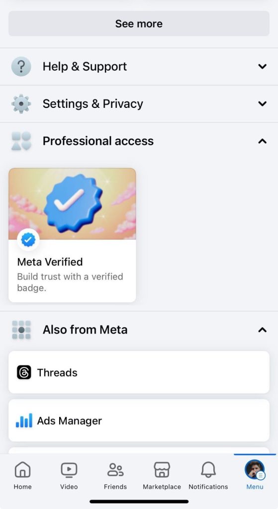 Select Settings & Privacy in Facebook App