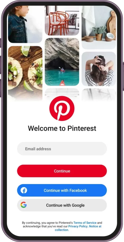 open the pinterest app