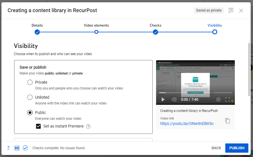 Selecting the Premiere Feature