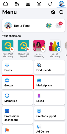 Click on Groups