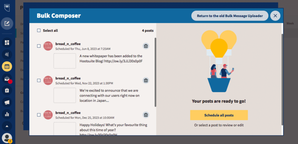 hootsuite bulk scheduling