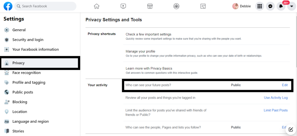 how to make a post shareable on Facebook by making all posts public through setting option