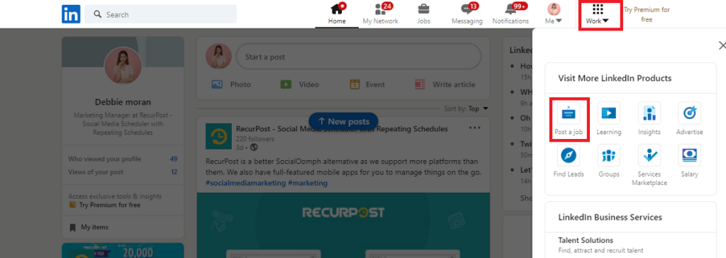 How to post a job on LinkedIn 1