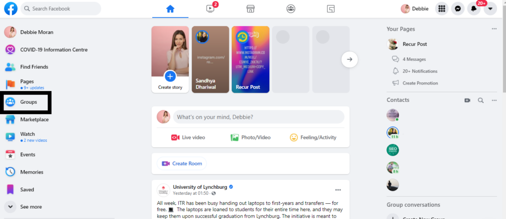 Open Facebook and Navigate to Groups