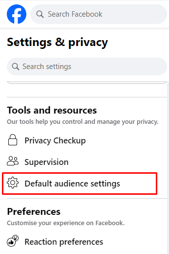 Default Audience Settings