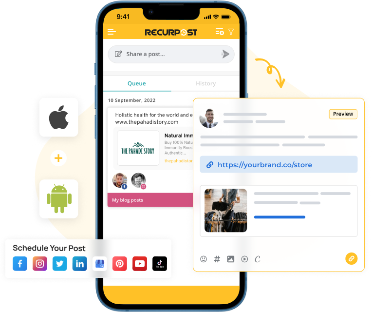 ios and android app-recurpost social media scheduler