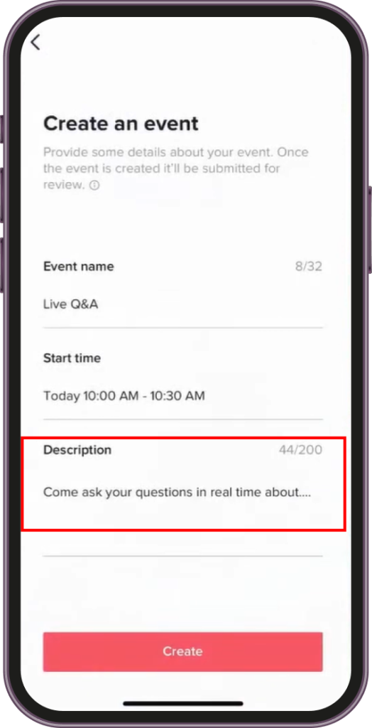 Write a brief description for tiktok live