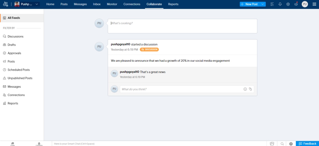 Zoho social collaborations
